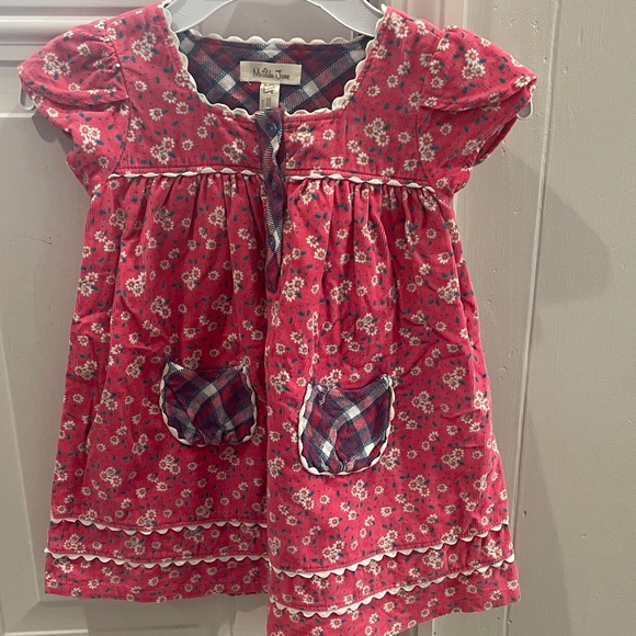 Matilda Jane- Pink Floral Dress with Plaid Accents - Picture 1 of 9